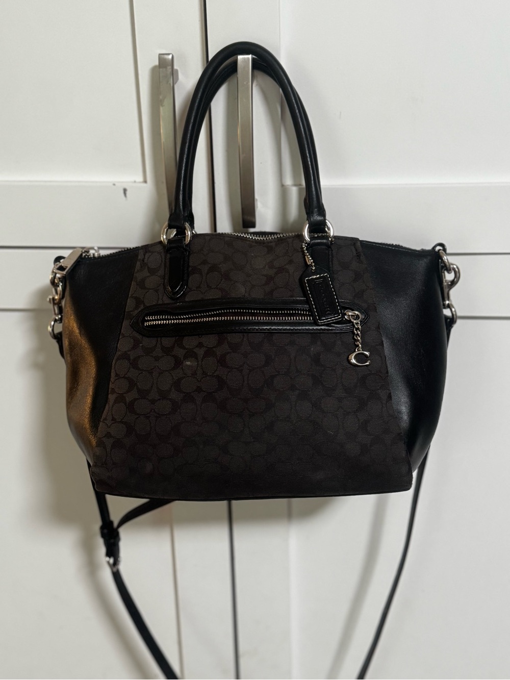 Coach Black Signature Canvas & Leather Satchel
